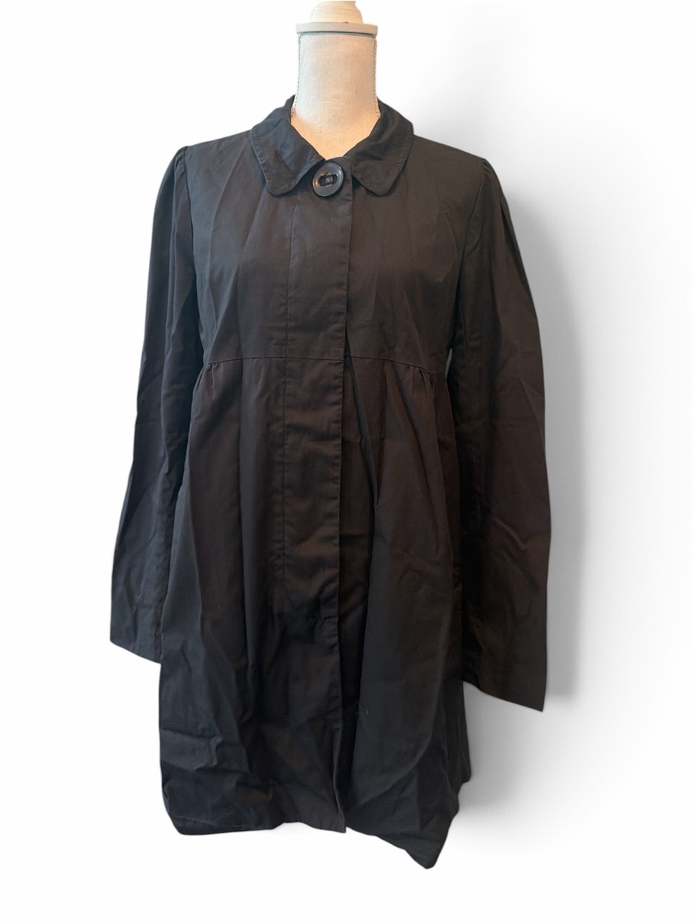 BB Dakota Black Single-Button Peter Pan Collar Trench Coat